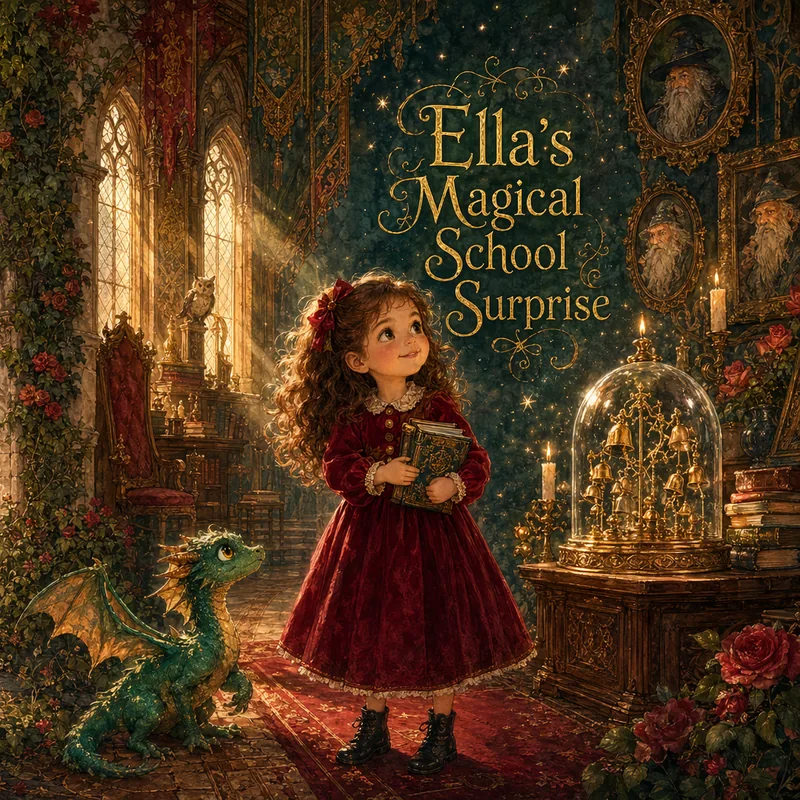 Copertina del libro personalizzato per bambini La sorpresa magica di Ella a scuola