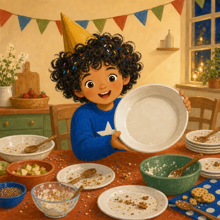 Jesse mostra un piatto vuoto quando ormai è stato mangiato tutto